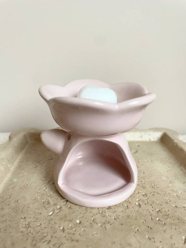 Geurbrander mini bloem roze met amberblokje