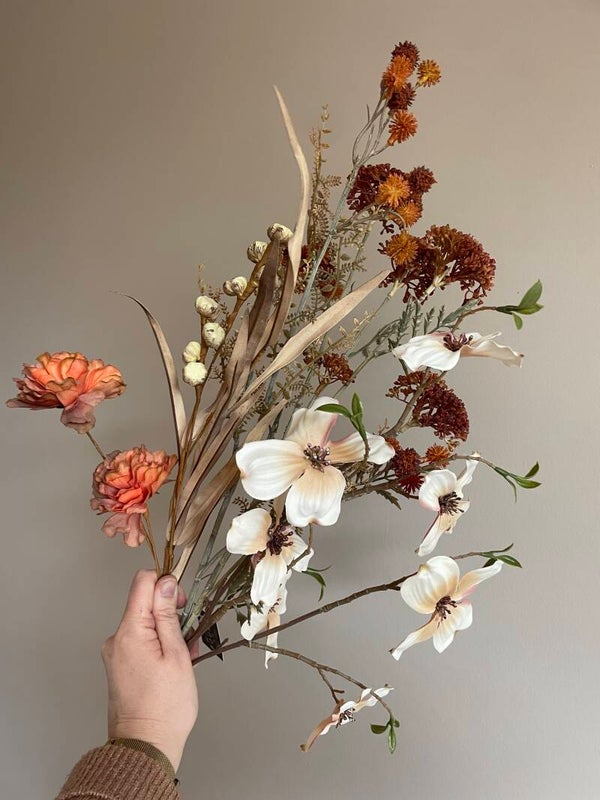 Zijdebloemen boeket Roest