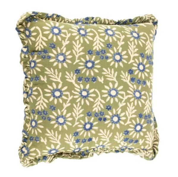 Kussen Smaragd met roezels