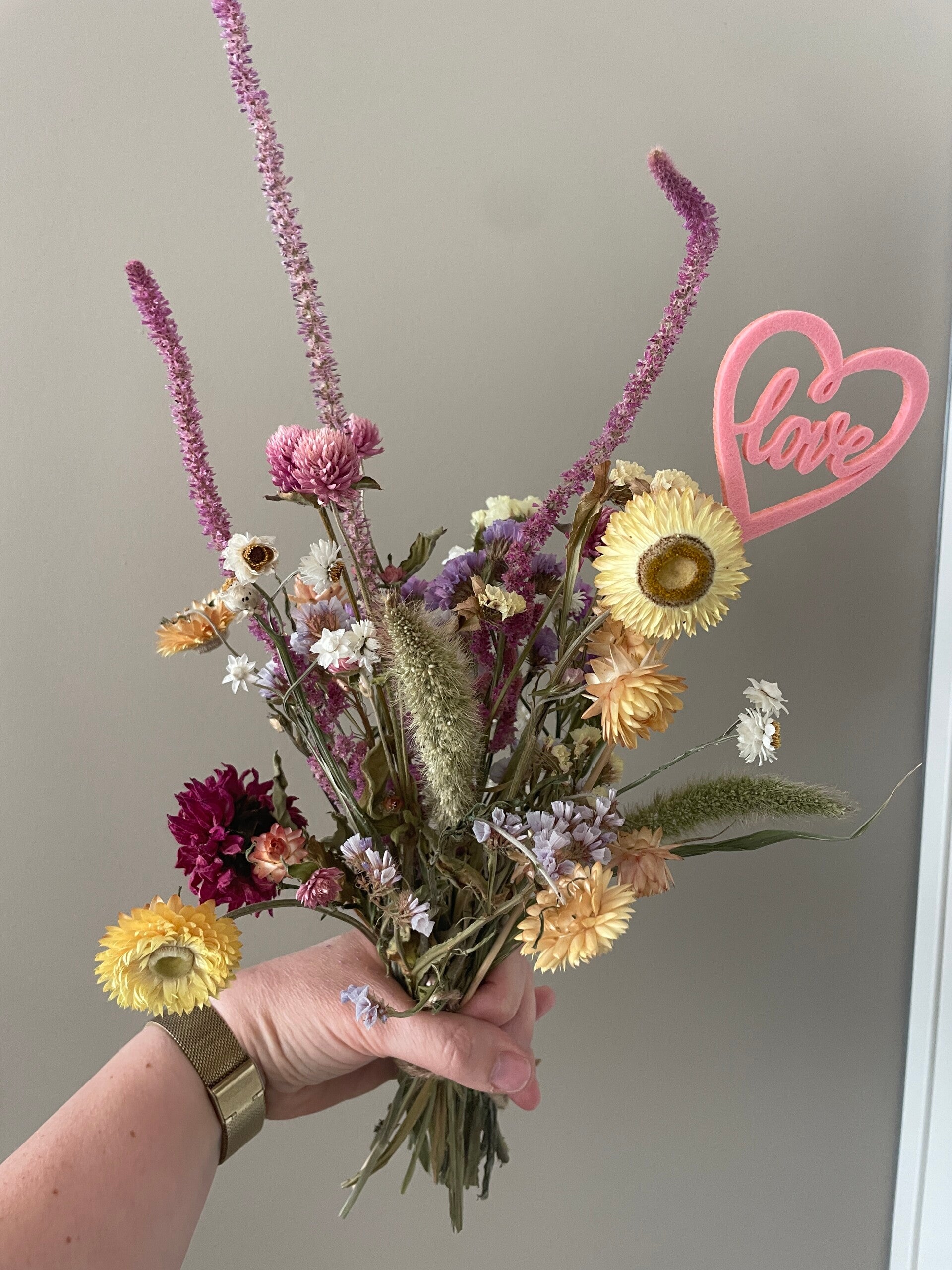 Droogbloemen boeketje Love