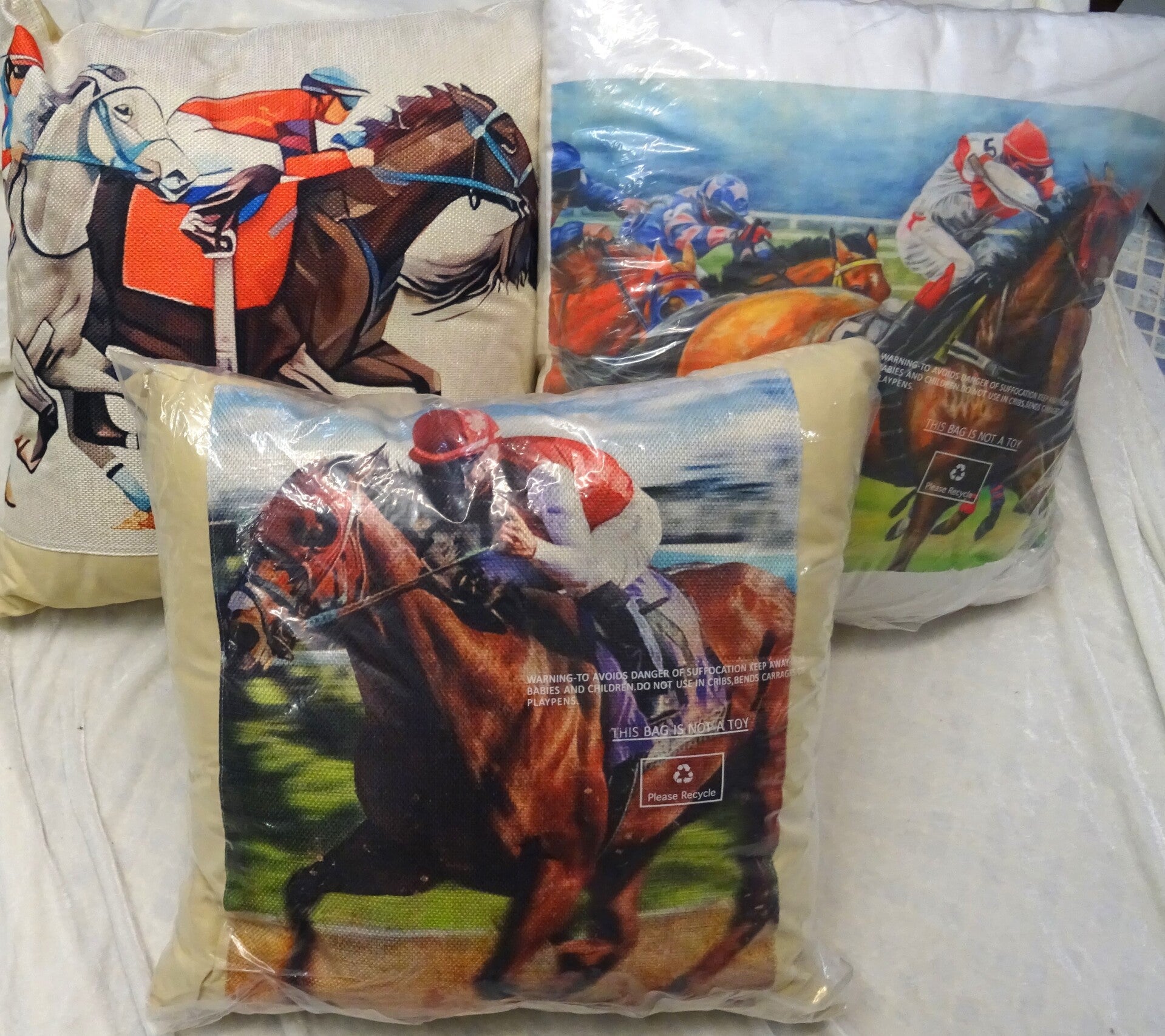 Kissen mit Innenkissen Rennbahnmotiv  Kopf 4