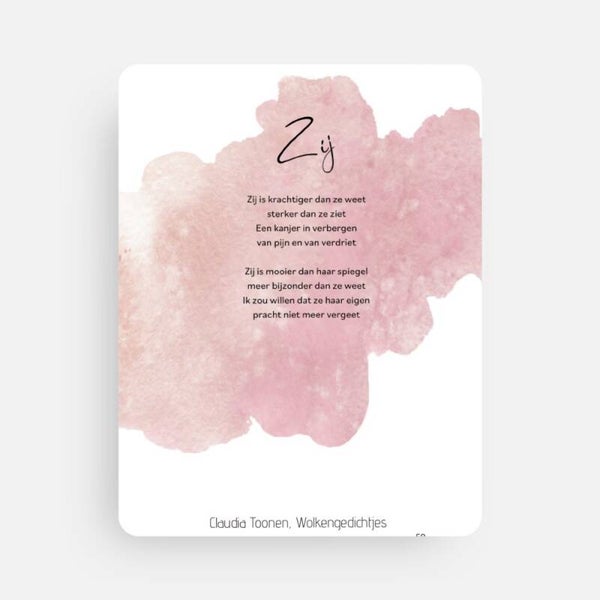 Kaartje met gedicht "Zij"