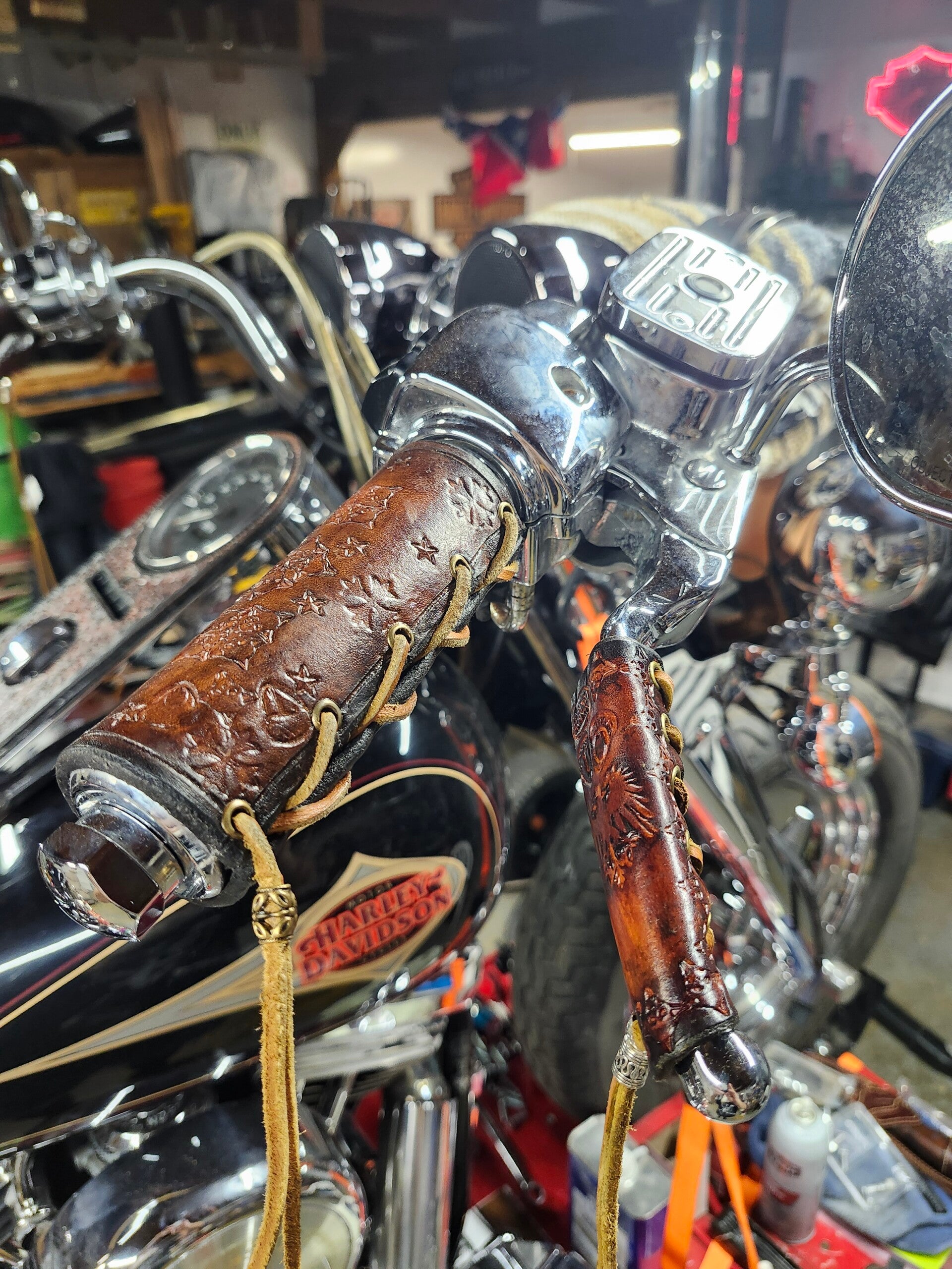 Leather hand grip covers and clutch and brake lever combo set