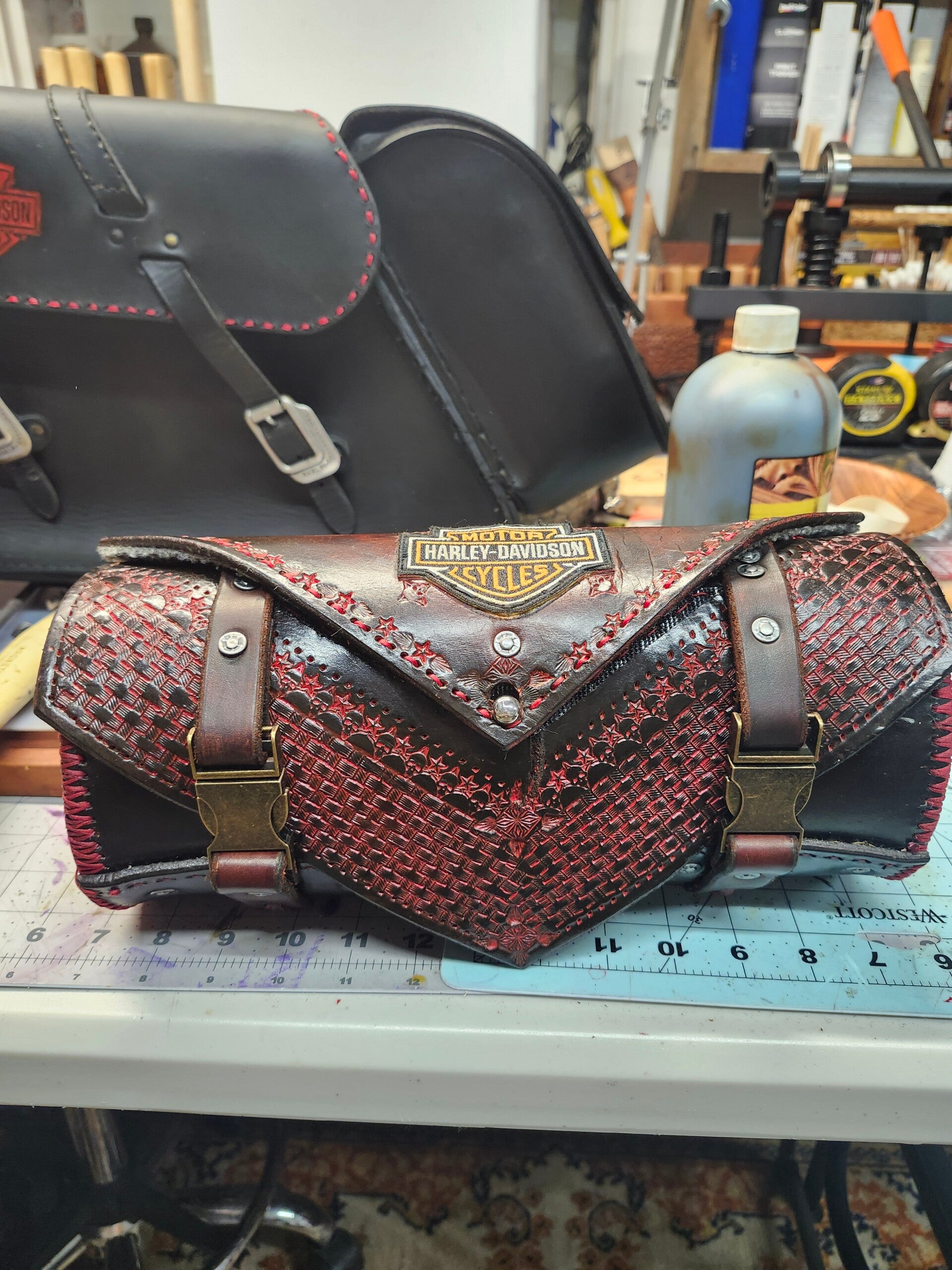 Custom leather fork bags