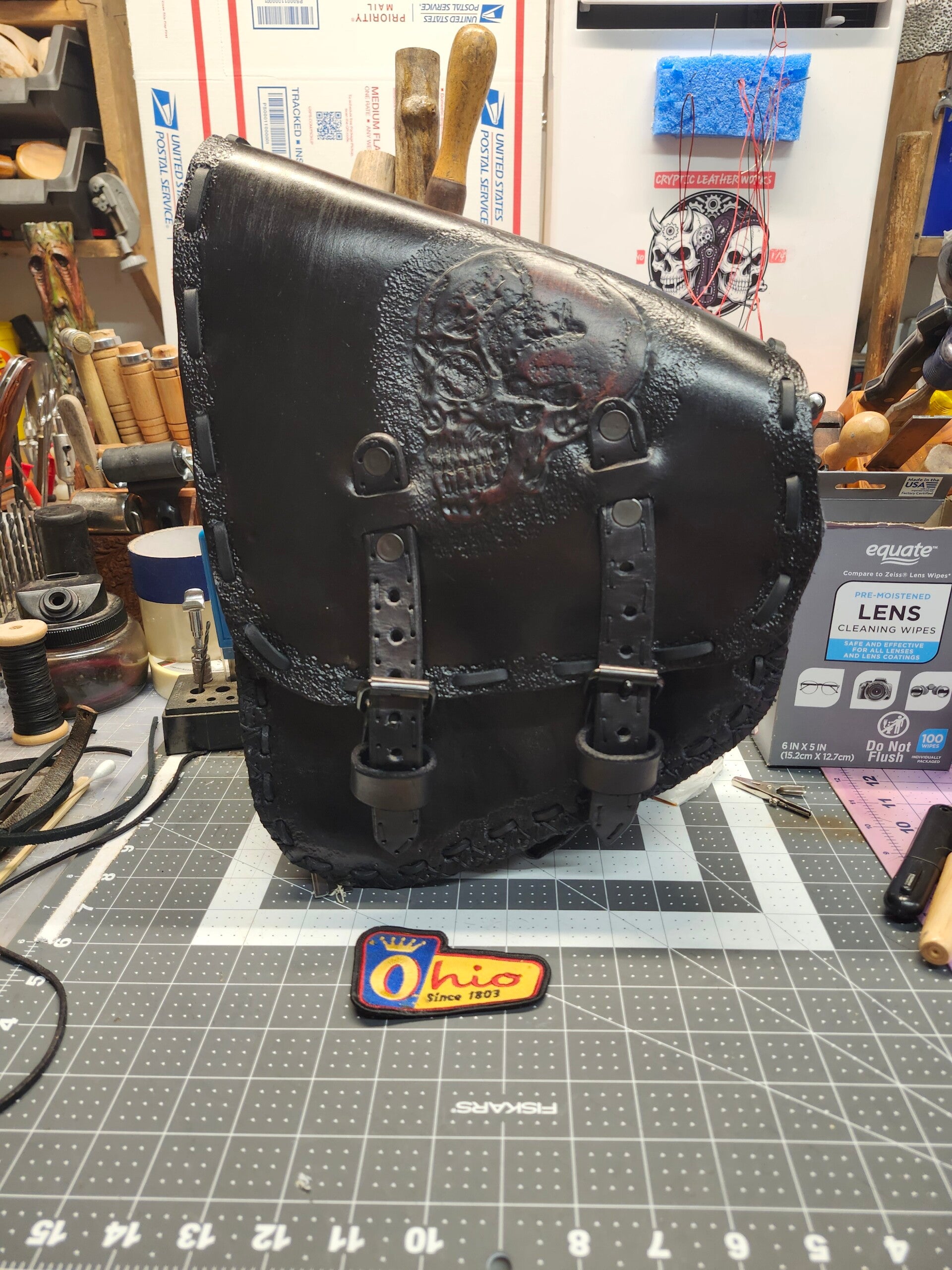 Hand crafted leather swing arm bags