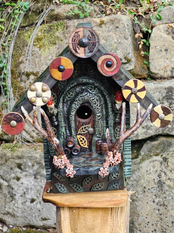 Hand made norse  inspired bird houses