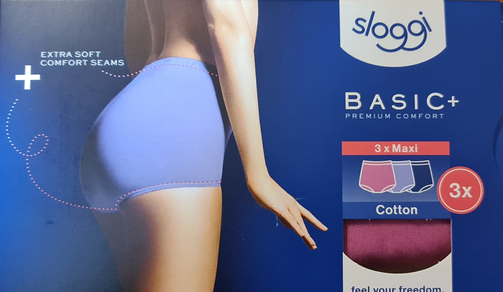 Sloggi basic maxi in set 3 kleuren roze, lavendel en marineblauw M023/M9