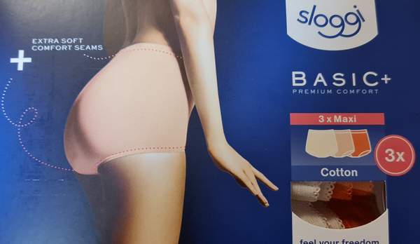 Sloggi basic maxi in set 3 kleuren creme, koraal en zachtroze V011/1I