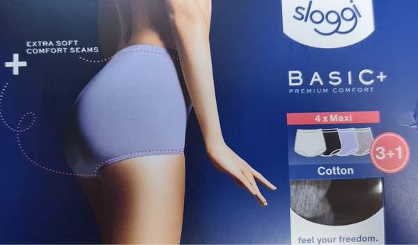 Sloggi basic maxi set in 4 kleuren: zwart, grijs, wit en lavendel V015/5I