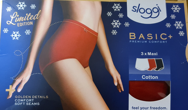 Sloggi basic maxi set in 3 kleuren wit, zwart en rood M006/R9