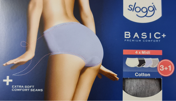 Sloggi basic midi set in 4 kleuren zwart, wit, grijs en lavendel V015/5I