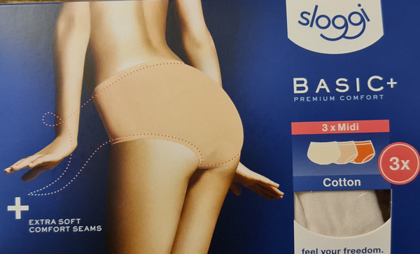 Sloggi basic midi set in 3 kleuren: creme, zachtroze en koraal V011/1I