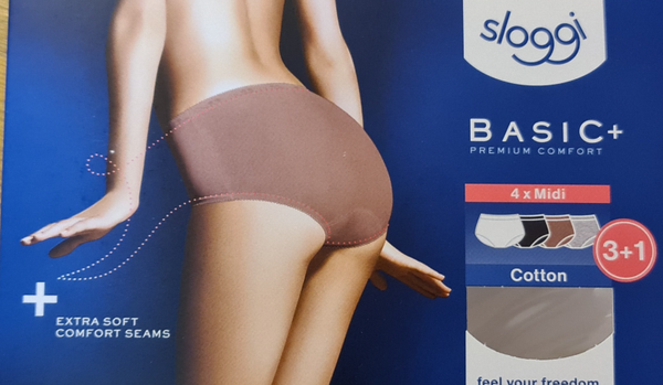 Sloggi basic midi set in 4 kleuren wit, zwart, grijs, huid V016/6I