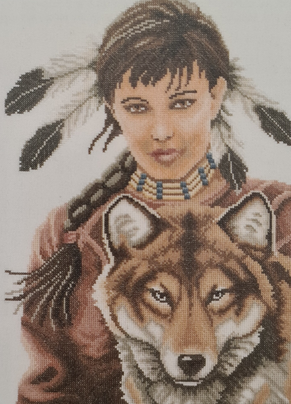 Indianen Meisje met Wolf