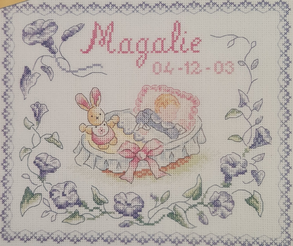 Baby in Wieg geboortetegel