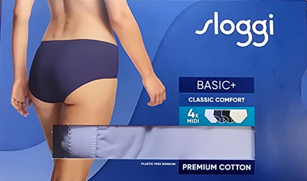 Sloggi basic midi set in 4 kleuren creme, zwart, navy en lavendel V020/0I