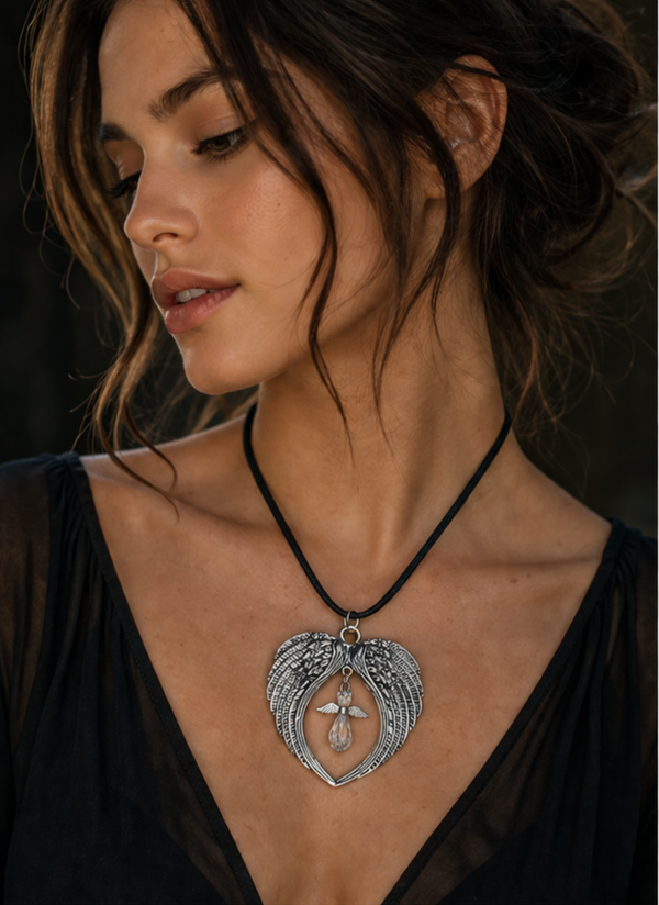 Halsketting Angel Wings – Waxkoord & Metalen Engel Hanger