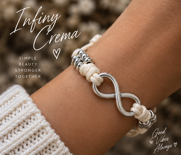 Handmade Armband Infiny Crema – Waxkoord & Infinity Tussenstuk