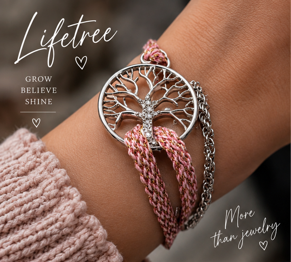 🌳 Handmade Armband – Lifetree met Strass & RVS Jasseron