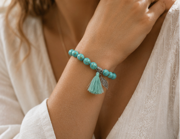 🩵 Handgemaakte Armband Turquoise Leaf