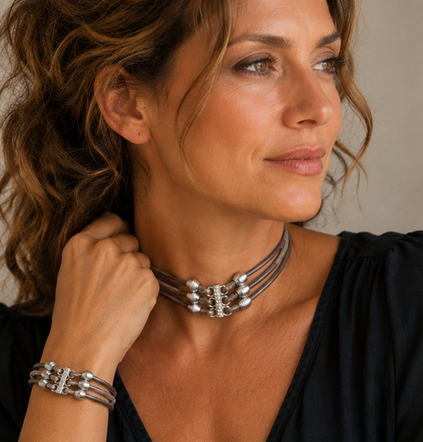 🤎 Choker Coco & Armband – handmade set