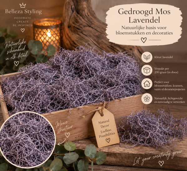 Gedroogd Mos Lavendel – Natuurlijke basis voor bloemstukken en decoraties