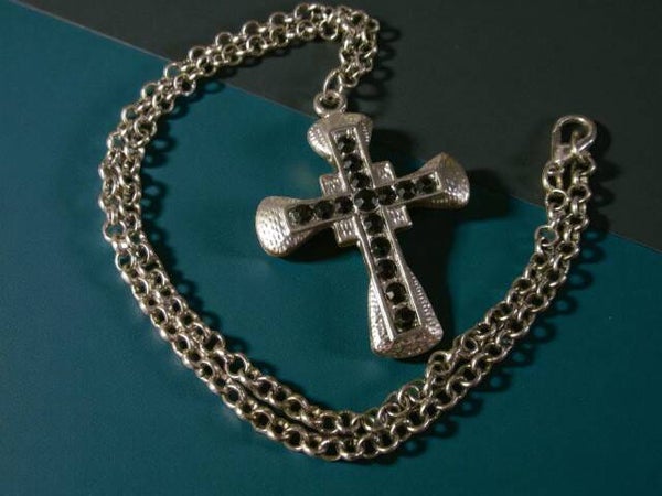 Herenketting van RVS – Belegd met zwarte steentjes