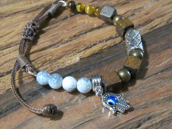 Natuurstenen Armband met Hamsa Hand & Boze Oog