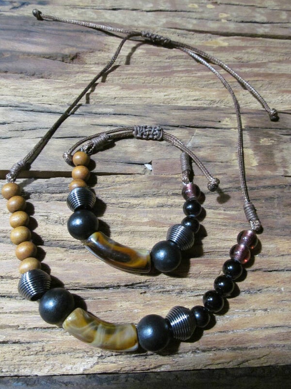 Sieradenset Natuurstenen Ketting & Armband – Onyx & Tijgeroog