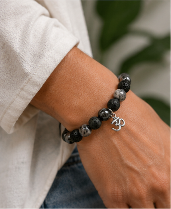 💫 Natuursteen Armband Hematiet & Lavasteen