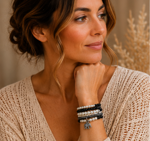 Dames Wikkelarmband Black Pearl