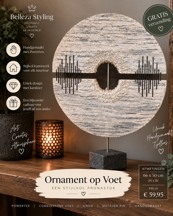 Handgemaakt Powertex Ornament op Voet – Unieke Woondecoratie