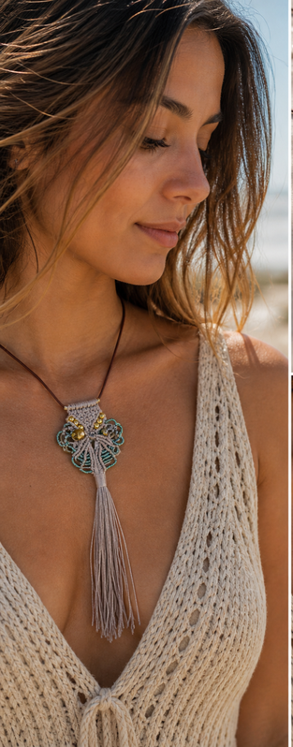 Handmade Halsketting Uil – Leren Ketting met Macramé Uil en Kralen