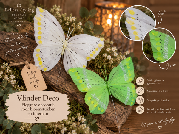 Vlinder Deco – Elegante decoratie voor bloemstukken en interieur