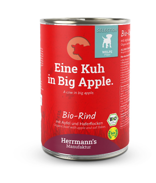 Herrmann's Manufaktur Selection Puppy Bio Rind mit Apfel und Haferflocken 400g