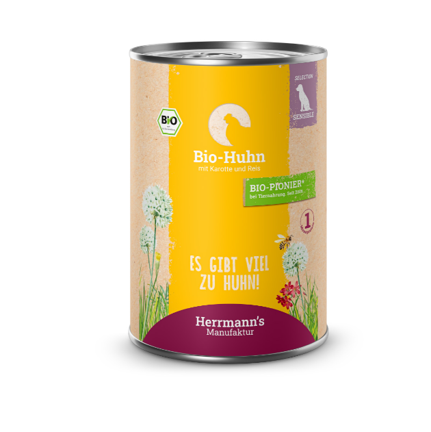 Herrmann's Manufaktur Selection Sensible Bio Huhn mit Karotte & Reis 400g