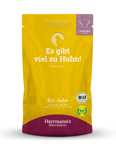 Herrmann's Manufaktur Selection Sensible Bio Huhn mit Karotte und Reis 150g