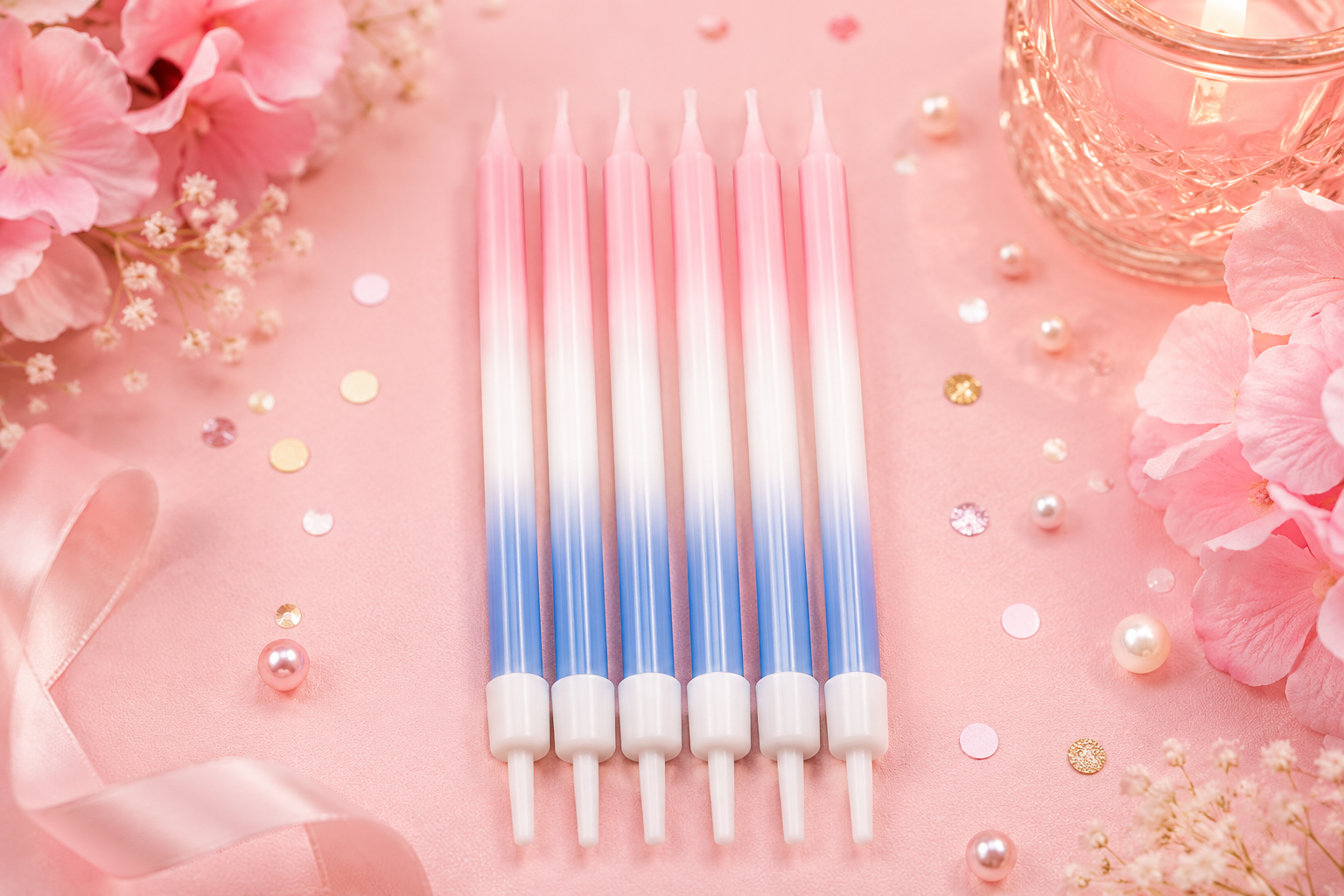 Bougies Dégradé Rose & Bleu ✨🎂