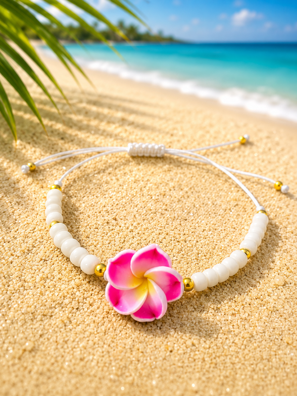 Bracelet Fleur de Tiaré Rose Perle