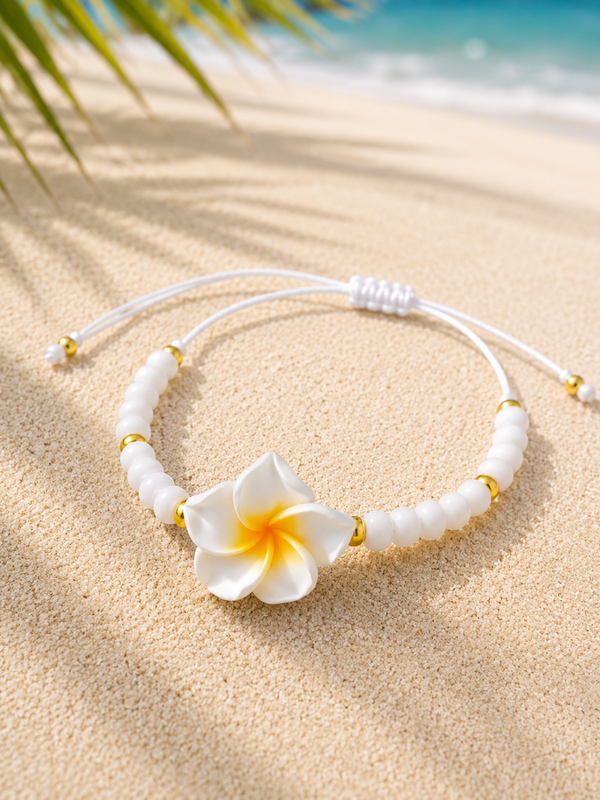 Bracelet Fleur de Tiaré Blanche