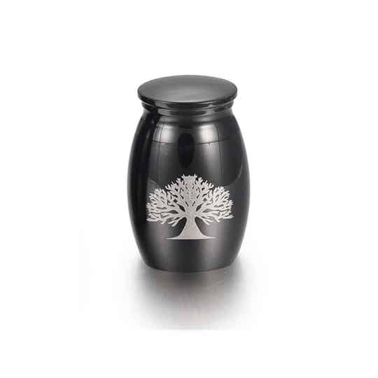 Zwarte Mini Urn met Lifetree, Maat L
