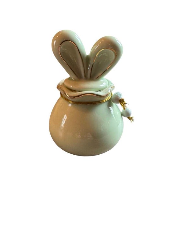 Lief Pastelgroen glanzend keramieken urntje met konijnenoortjes