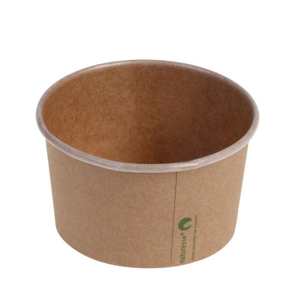 Foodcontainer, bowl, kraft, PLA, 12 oz, 360 ml, 105mm Ø x 61mm, 10 x 50 stuks
