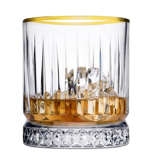 Tumbler/whiskeyglas Elysia, 21 cl, met gouden rand pasabahce 4 stuks