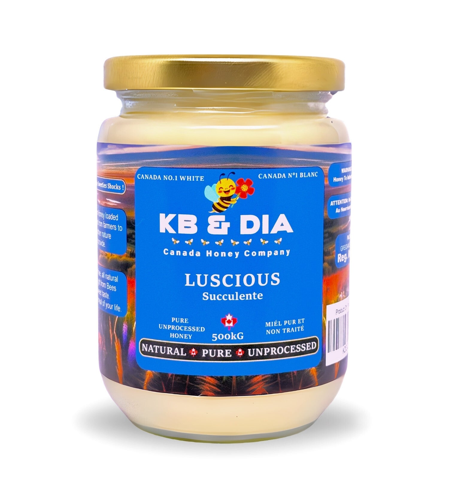 RAW Honey | Clover Honey | Unprocessed Honey | Natural | Pure |Canada No. 1 | Creamed Honey | Single Source (500g)