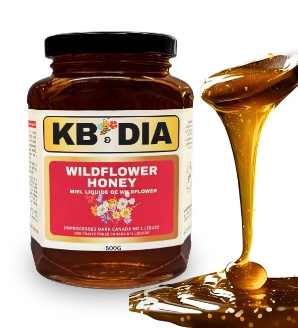Wildflower Honey  500G |  | Raw | Unpasteurized | Unprocessed Canadian Protected Wetland Honey | Single Source Dark Amber