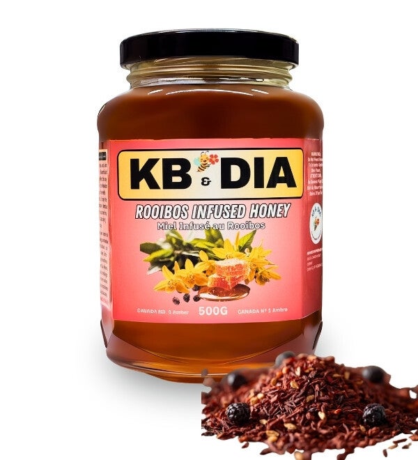 Rooibos Honey with Black Currants - 100% Canadian Pure Natural Raw Unpasteurized Honey with Rooibos Tea 500G