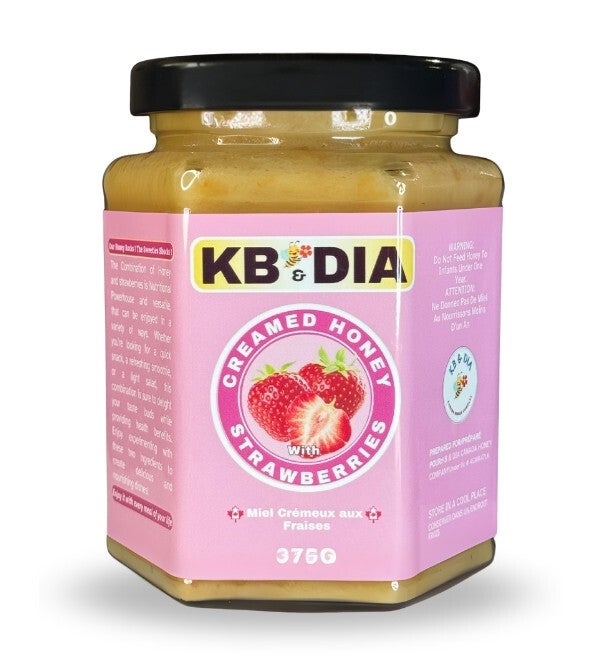 Strawberry Honey | 100% Canadian Pure Natural Raw Creamed Honey with Real Strawberries | 375G