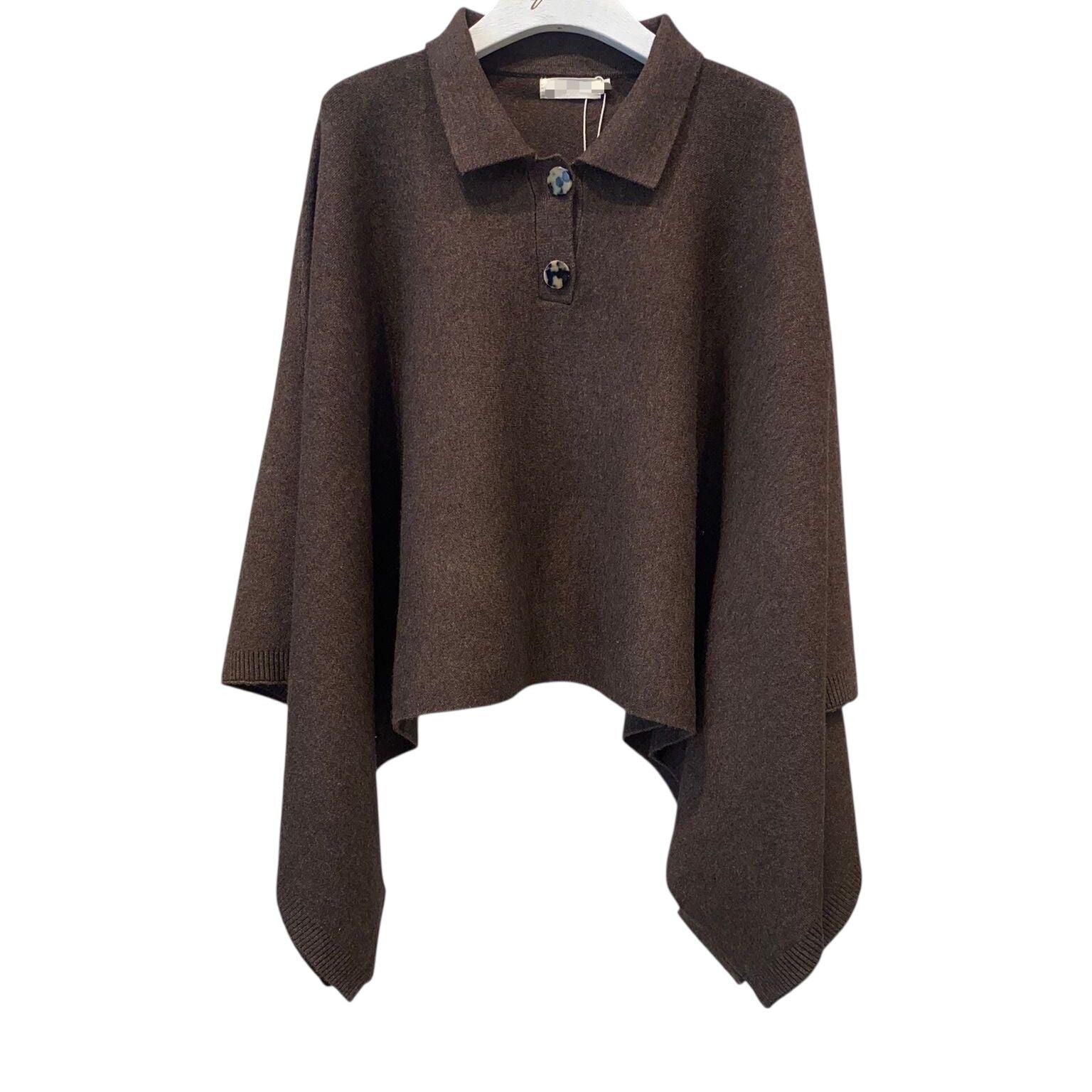 Gebreide Poncho - Bruin