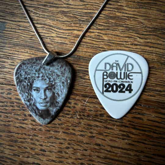 hangertje + 45/50 cm zilverkleurige ketting + plectrum “Ava & DB”